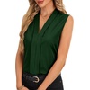 image:imageLYANER Womens Dressy Tank Tops V Neck Pleated Sleeveless Work Shirt Business Casual BlouseDark Green