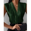 image:imageLYANER Womens Dressy Tank Tops V Neck Pleated Sleeveless Work Shirt Business Casual BlouseDark Green