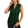 image:imageLYANER Womens Dressy Tank Tops V Neck Pleated Sleeveless Work Shirt Business Casual BlouseDark Green