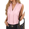 image:imageLYANER Womens Dressy Tank Tops V Neck Pleated Sleeveless Work Shirt Business Casual BlouseDusty Pink