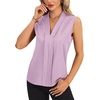 image:imageLYANER Womens Dressy Tank Tops V Neck Pleated Sleeveless Work Shirt Business Casual BlouseLight Purple