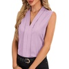 image:imageLYANER Womens Dressy Tank Tops V Neck Pleated Sleeveless Work Shirt Business Casual BlouseLight Purple