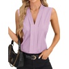 image:imageLYANER Womens Dressy Tank Tops V Neck Pleated Sleeveless Work Shirt Business Casual BlouseLight Purple