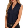 image:imageLYANER Womens Dressy Tank Tops V Neck Pleated Sleeveless Work Shirt Business Casual BlouseNavy Blue