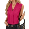 image:imageLYANER Womens Dressy Tank Tops V Neck Pleated Sleeveless Work Shirt Business Casual BlouseRose