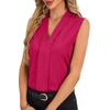 image:imageLYANER Womens Dressy Tank Tops V Neck Pleated Sleeveless Work Shirt Business Casual BlouseRose