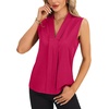 image:imageLYANER Womens Dressy Tank Tops V Neck Pleated Sleeveless Work Shirt Business Casual BlouseRose