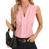 image:imageLYANER Womens Dressy Tank Tops V Neck Pleated Sleeveless Work Shirt Business Casual BlouseSolid Baby Pink