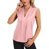 image:imageLYANER Womens Dressy Tank Tops V Neck Pleated Sleeveless Work Shirt Business Casual BlouseSolid Baby Pink