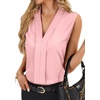 image:imageLYANER Womens Dressy Tank Tops V Neck Pleated Sleeveless Work Shirt Business Casual BlouseSolid Baby Pink