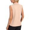 image:imageLYANER Womens Dressy Tank Tops V Neck Pleated Sleeveless Work Shirt Business Casual BlouseSolid Beige