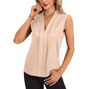 image:imageLYANER Womens Dressy Tank Tops V Neck Pleated Sleeveless Work Shirt Business Casual BlouseSolid Beige