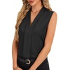 image:imageLYANER Womens Dressy Tank Tops V Neck Pleated Sleeveless Work Shirt Business Casual BlouseSolid Black