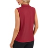 image:imageLYANER Womens Dressy Tank Tops V Neck Pleated Sleeveless Work Shirt Business Casual BlouseSolid Burgundy