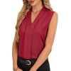 image:imageLYANER Womens Dressy Tank Tops V Neck Pleated Sleeveless Work Shirt Business Casual BlouseSolid Burgundy
