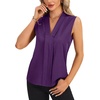 image:imageLYANER Womens Dressy Tank Tops V Neck Pleated Sleeveless Work Shirt Business Casual BlouseSolid Dark Purple