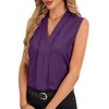 image:imageLYANER Womens Dressy Tank Tops V Neck Pleated Sleeveless Work Shirt Business Casual BlouseSolid Dark Purple
