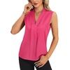 image:imageLYANER Womens Dressy Tank Tops V Neck Pleated Sleeveless Work Shirt Business Casual BlouseSolid Rose