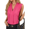 image:imageLYANER Womens Dressy Tank Tops V Neck Pleated Sleeveless Work Shirt Business Casual BlouseSolid Rose