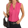 image:imageLYANER Womens Dressy Tank Tops V Neck Pleated Sleeveless Work Shirt Business Casual BlouseSolid Rose
