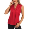 image:imageLYANER Womens Dressy Tank Tops V Neck Pleated Sleeveless Work Shirt Business Casual BlouseSolid Solid Red