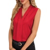 image:imageLYANER Womens Dressy Tank Tops V Neck Pleated Sleeveless Work Shirt Business Casual BlouseSolid Solid Red