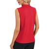image:imageLYANER Womens Dressy Tank Tops V Neck Pleated Sleeveless Work Shirt Business Casual BlouseSolid Solid Red