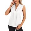 image:imageLYANER Womens Dressy Tank Tops V Neck Pleated Sleeveless Work Shirt Business Casual BlouseSolid White