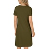 image:imageLYANER Womens Eyelet Lace Round Neck Short Sleeve A Line Casual Shift Midi Dress with PocketsArmy Green