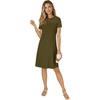 image:imageLYANER Womens Eyelet Lace Round Neck Short Sleeve A Line Casual Shift Midi Dress with PocketsArmy Green