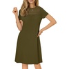 image:imageLYANER Womens Eyelet Lace Round Neck Short Sleeve A Line Casual Shift Midi Dress with PocketsArmy Green
