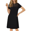 image:imageLYANER Womens Eyelet Lace Round Neck Short Sleeve A Line Casual Shift Midi Dress with PocketsBlack