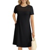 image:imageLYANER Womens Eyelet Lace Round Neck Short Sleeve A Line Casual Shift Midi Dress with PocketsBlack