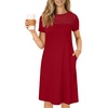 image:imageLYANER Womens Eyelet Lace Round Neck Short Sleeve A Line Casual Shift Midi Dress with PocketsBurgundy