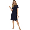 image:imageLYANER Womens Eyelet Lace Round Neck Short Sleeve A Line Casual Shift Midi Dress with PocketsDark Blue
