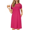 image:imageLYANER Womens Eyelet Lace Round Neck Short Sleeve A Line Casual Shift Midi Dress with PocketsDark Rose Red