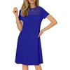 image:imageLYANER Womens Eyelet Lace Round Neck Short Sleeve A Line Casual Shift Midi Dress with PocketsRoyal Blue