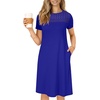image:imageLYANER Womens Eyelet Lace Round Neck Short Sleeve A Line Casual Shift Midi Dress with PocketsRoyal Blue