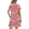 image:imageLYANER Womens Floral Collared V Neck Button Down Short Sleeve Sundress Beach Mini Dress with PocketsCoral Pink