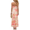 image:imageLYANER Womens Floral Mesh Spaghetti Strap Bodycon Wedding Guest Long DressChampagne