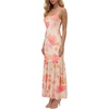 image:imageLYANER Womens Floral Mesh Spaghetti Strap Bodycon Wedding Guest Long DressChampagne