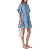 image:imageLYANER Womens Floral Print Tie V Neck Ruffle Short Sleeve Tiered A Line Beach Mini SundressBlue