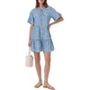 image:imageLYANER Womens Floral Print Tie V Neck Ruffle Short Sleeve Tiered A Line Beach Mini SundressBlue