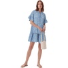 image:imageLYANER Womens Floral Print Tie V Neck Ruffle Short Sleeve Tiered A Line Beach Mini SundressBlue