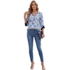 image:imageLYANER Womens Floral Print V Neck 34 Sleeve Loose Fit Boho Blouse Top ShirtsBlue