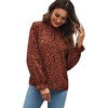 image:imageLYANER Womens Frill Mock Neck Flounce Long Sleeve Solid Blouse Office Shirt Top2 Orange