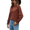 image:imageLYANER Womens Frill Mock Neck Flounce Long Sleeve Solid Blouse Office Shirt Top2 Orange