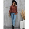 image:imageLYANER Womens Frill Mock Neck Flounce Long Sleeve Solid Blouse Office Shirt Top2 Orange