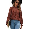 image:imageLYANER Womens Frill Mock Neck Flounce Long Sleeve Solid Blouse Office Shirt Top2 Orange