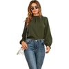 image:imageLYANER Womens Frill Mock Neck Flounce Long Sleeve Solid Blouse Office Shirt TopArmy Green